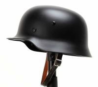 tomwang2012. WWII WW2 German Army Black M35 Helmet Leather lining Chin Strap MILITARY COLLECTION WAR REENACTMENTS