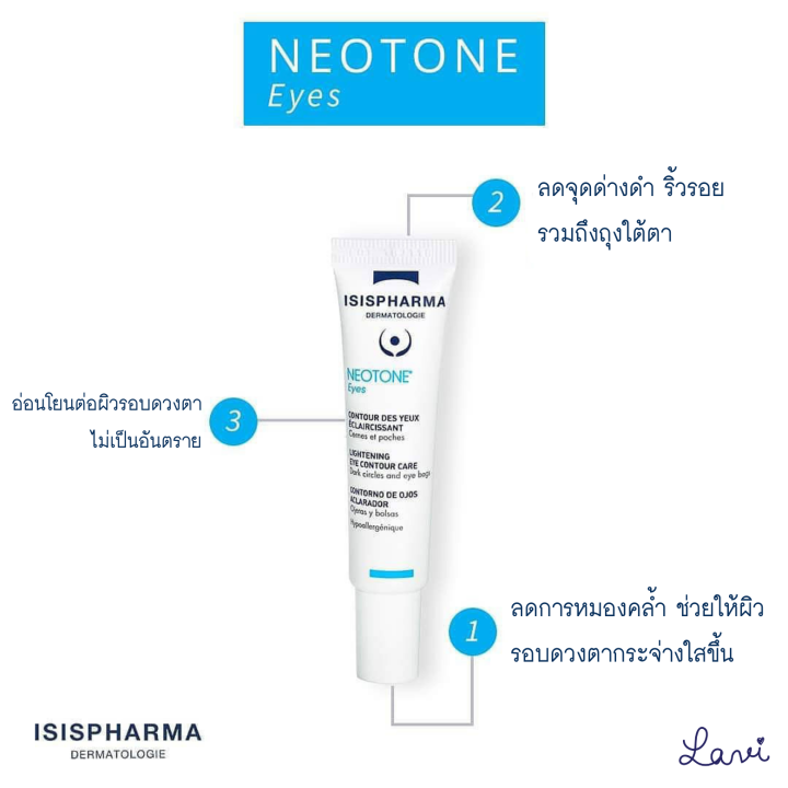 isispharma-neotone-eyes-15-ml-เจลบำรุงรอบดวงตา-บอกลาแพนด้า-ลดดอาการบวมถุงใต้ตา-รอยคล้ำรอบดวงตา-ดูแลให้ดวงตากระจ่างใส-ไม่หมองคล้ำ