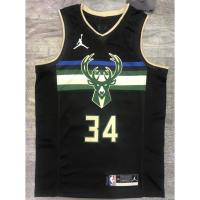 ยอดนิยม hot pressed nba Milwaukee Bucks No. 34 Antetokounmpo black limited basketball jersey