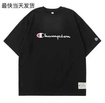 ยกมือขึ้น❦Champion เสื้อยืดแขนสั้นรุ่น US,เสื้อยืดปักโลโก้แขนสั้นเสื้อใส่ด้านในผ้าฝ้ายชายและหญิงฤดูร้อน