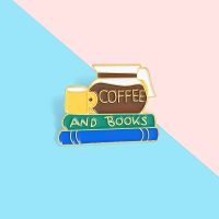Coffee and Books Enamel Pins Cute Jewelry Brooches Badges Cartoon Zinc Alloy Pins Gifts for Friends Wholesale