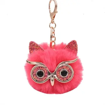 HoneyBeeWreathsHon Owl Keychain, Owl Pompom, Owl Keychain, Keyring Owl Pompom, Owl Keyring Pompom, Owl Faux Keychain, Pompom Fluffy Keychain, Mini Fur Keychain