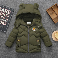 1 2 3 4 5 Years Winter Boys Jacket 4 Color Cartoon Bear Cute Keep Warm Thick Hooded Coat For Kids Children Heavy Outerwear