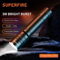 SuperFire แบบพกพาไฟฉาย LED Edc ที่มีประสิทธิภาพซูมมินิไฟฉาย S3ใช้18650แบตเตอรี่โคมไฟสำหรับตั้งแคมป์ฉุกเฉินยุทธวิธีแสง