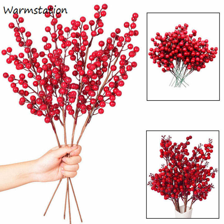 Christmas Tree Picks Red Berries - 10pcs Holly Stems Home Decor Winter  Floral Xmas Arrangement Artificial Flower Wreath Tree Holiday Decorations