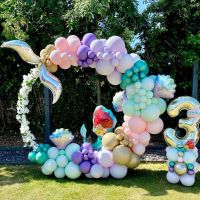 【YF】 138Pcs/Set Ariel Theme Decoration Macaroon Balloons Birthday Baby Shower Wedding