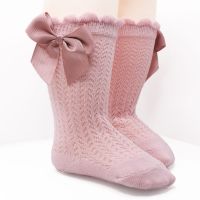 ○⊕♨ Baby Infant bowknot Socks mesh knee high children 39;s socks Newborn baby girl 39;s Knee Long Socks