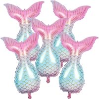 5pcs Mermaid Ballon Mermaid Tail Shape Balloon Shell Foil Balloon Under The Sea Themed Mermaid Party Favor Girl Birthday Decors Balloons