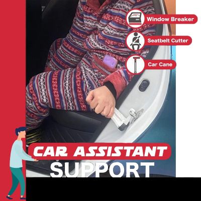 Car Door Handle Assist Bar Non-Slip Elderly Vehicle Standing Support Safety Hammer Mobility Aid Window Breaker Car Accessories