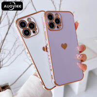 AUOVIEE เคสโทรศัพท์ชุบโลหะด้วยไฟฟ้าลายศิลปะรูปหัวใจสำหรับ iPhone 15 11 12 13 Pro Max 12 13 Mini X XR XS 7 8 Plus SE 2020กันชนผู้หญิงกันกระแทก