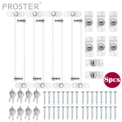 Neoteck 8ชิ้นล็อครักษาความปลอดภัยตัวยึดประตูหน้าต่าง Ing สายเคเบิลล็อกล็อครักษาความปลอดภัยความปลอดภัยทารกยเด็กสีขาวสำหรับ Windows อุปกรณ์ล็อคตู้และสายรัด