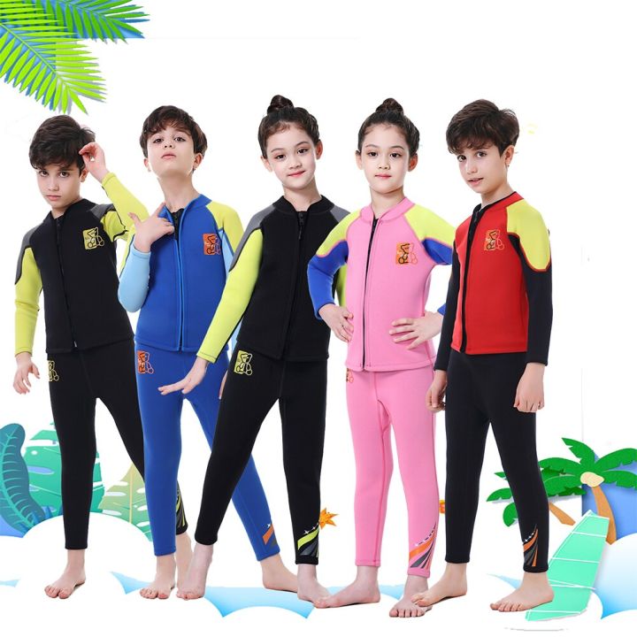  Kids Wetsuit, 2.5mm Neoprene Thermal Swimsuit, Full Wetsuit  For Girls Boys And Toddler, Long Sleeve Kids Wet Suits For Swimming