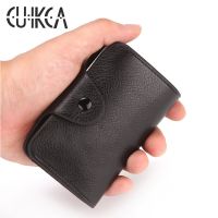 CUIKCA Genuine Leather Women Card Holders Luxury Mini Slim Wallet Organ Type Card Slot Purse Business ID Credit Card Case Card Holders