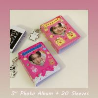 SKYSONIC Mini Cute 3”Gilrs Heart Album Photos 20pcs Sleeves Bags Pink Bear Milk Storage Card Bag Postcards Collect Organizer