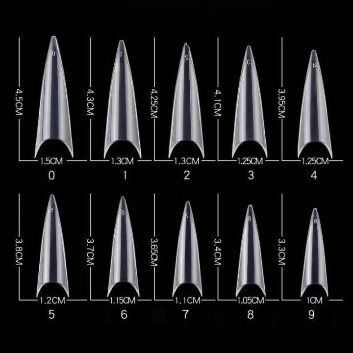 500ชิ้นปลายเล็บยาวพิเศษปลอกเจลอะคริลิกใสแบบครึ่งฝาปิด