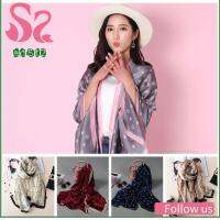 AD8T2 Winter Cape Silk Women Scarves Lady Shawl Flower Printed Neckerchief Knitted Wrap