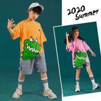 [COD] Childrens boys short-sleeved suit summer season 2020 new girls middle and big childrens two-piece hip-hop western style Korean version.