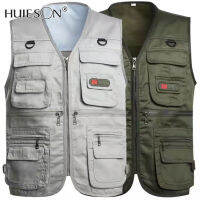 【Huieson】เสื้อกั๊กชายวัยกลางคน,เสื้อกั๊กลำลองผู้ชายมีคลิปหนีบม้าตกปลาสี่ฤดู