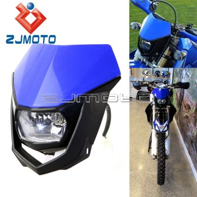 ZJMOTO H4 35W ไฟหน้า Fairing Blue Off Road ไฟหน้ารถจักรยานยนต์ Enduro ไฟหน้าสำหรับ Yamaha YZ YZF WR WRF DT XT