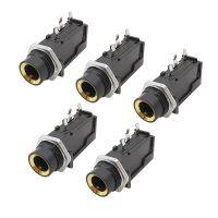 5Pcs/lot 6.35mm Mono Female Jack Connector 1/4 Inch Audio Microphone Guitar Socket PCB Panel Mount Adapter Black