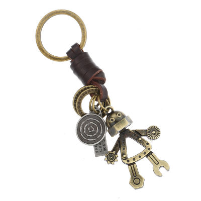 Simple Car Chain Personality Pendant Key Cowhide Woven