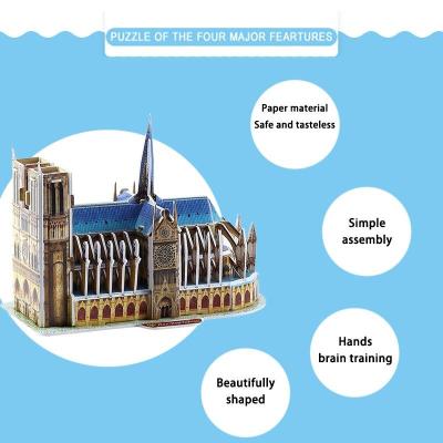 หอไอเฟลน็อทร์-ดามเดอปารีสของเล่นตัวต่อปริศนากระดาษแข็ง3มิติสถาปัตยกรรมแบบทำมือ Vasily มหาวิหารของเล่นโมเดลสถาปัตยกรรมที่มีชื่อเสียงโลก
