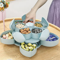 al-Shape Rotating Candy Box Snack Nut Box Flower Candy Fruit Plate Food Storage Case Two-deck Dried Fruit Storage Organizer