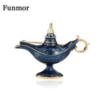 Funmor Aladdin Magic Lamp Brooch Alloy Pin Enamel Jewelry For Women Girls Party Banquet Accessories Collar Dress Ornaments Gifts