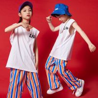 [COD] 61 Childrens Day Costumes Colorful Striped Street Clothing Boys Hip-Hop Sleeveless Loose and Handsome