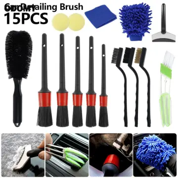 Duety 3pcs Car Detailing Brushes Set Soft Auto Detailing Brush Kit Interchangeable Different Sized Car Detail Cleaning Tool Reusable Car Detailing