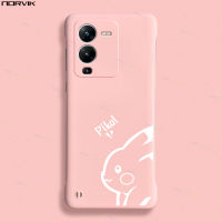 NORVIK รูปการ์ตูนน่ารักสีขาว Pikachu เคสสำหรับ Vivo โทรศัพท์ไร้ขอบสีชมพู V25 V29 V27 V27e V23e V23 Y27 Y36 Y72 IQOO Z7X Y12 Pro ฝาหลังสร้างสรรค์ X90 Y78 Y52 Z7 Y17 X80โปร4G 5G n11-3