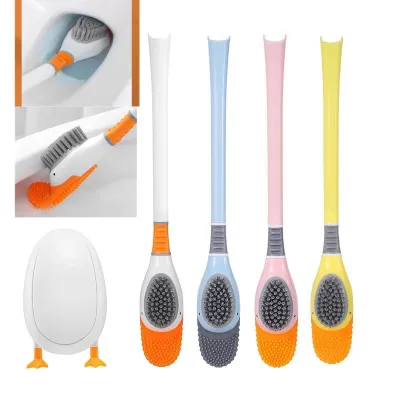 Silicone Toilet Brush with holder box Duck double WC Cleaner No blind corner Toliet Set Quick Drying Holder Bathroom Accessories