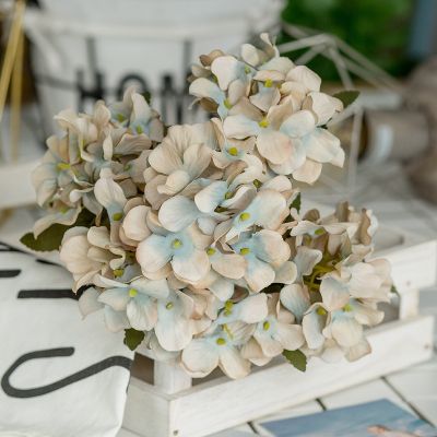 【YF】 6 head/bouquet Hydrangea Artificial Silk Flowers Bridal hand Bouquet Fake flowers Wedding Decoration flores artificialTH