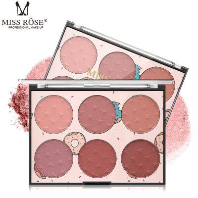 6สี Face Blush Palette Natural Powder Rouge ผู้หญิงแต่งหน้า Brightening Lasting ทนทานสี Blush Cosmetic