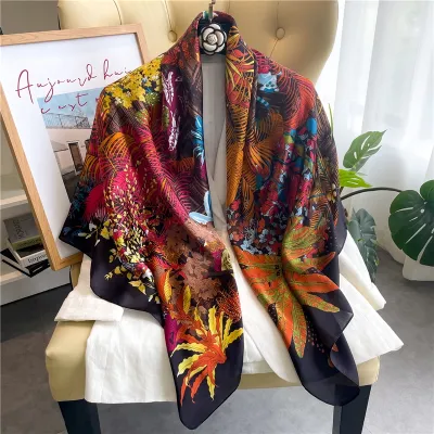 ✓☎✌ 2022 Women Silk Spring Scarf Luxury Design Print Lady Beach Shawl Scarves Fashion Smooth Foulard Female Hijab Bufanda