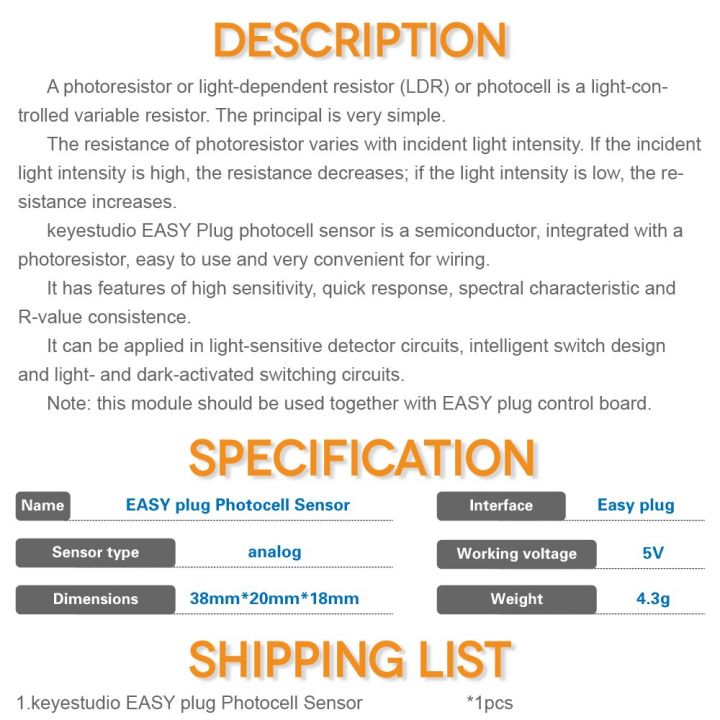 โมดูลเซ็นเซอร์โฟโตรีซีสเตอร์เสียบง่ายสำหรับ-arduino-steam