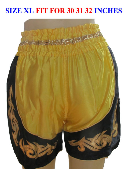 สวยสด-กางเกงนักมวยไทย-สวยมากสำหรับผู้ใหญ่-ในรูปสีสันที่สวยสดเป็นลายปักด้วยดิ้นเงินดิ้นทองมวยไทย-thai-beautiful-thai-boxing-2-tone-boxer-size-xl