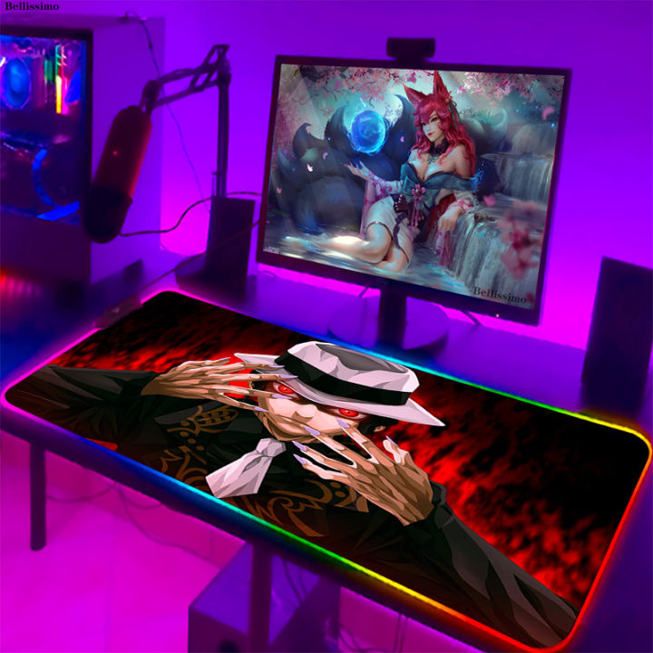 อะนิเมะแผ่นรองเมาส์-xxl-led-m-ousepad-บริษัท-backlit-ปีศาจฆ่าอุปกรณ์พีซี-rgb-โต๊ะเสื่อเล่นเกมแล็ปท็อปเกมเสื่อ-gamer-mause