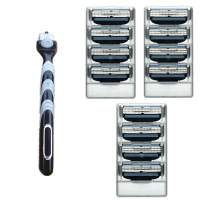 พื้นที่ 25 Gillette Mach 3 Blades Face Manual Turbo Razor + 4 Beard Shavette Cartridge มีดโกน มีดโกนหนวด แบบ 3 ใบมีด พร้อมใบมีดโกน 12 ชุด แข็งแรง มั่นใจได้ในทุกการโกน