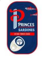 Princes Sardines in rich tomato sauce 120g ปริ๊นท์ ปลาซาร์ดีนในน้ำซอสมะเขือเทศข้มเข้น 120 กรัม