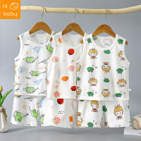 Childrens Cotton Vest Suit Sleeveless T-shirt Vest Shorts Summer Thin Baby Boy Baby Girl Cotton Two-Piece Suit