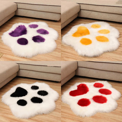 Cute Bear Paw Shape Plush Car Home Living Room Bedroom Desk Foot Mats Shaggy Fluffy Bear Paw Rug Bedside Car