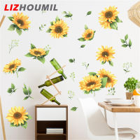 LIZHOUMIL 2แผ่นสติกเกอร์ติดผนังแบบลอกออกได้ดอกทานตะวันกาวติดกันน้ำตกแต่งห้องนอนห้องนั่งเล่นรูปลอกผนังสำหรับ