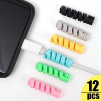1/12pcs Cable Protector Universal Silicone Data Cable Spiral Winder Wire Cord Organizer Cover for iPhone USB Charger Cable Wrap