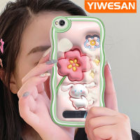 YIWESAN เคสสำหรับ Xiaomi Redmi 4A 5A 7X 6A 5 Plus 6 7 A1 A2น่ารักดอกไม้สีชมพู3D กับกระต่าย Colour ขอบคลื่นนุ่มเคสมือถือกันกระแทกแบบใสกล้องฝาครอบป้องกันซิลิกาเจลที่สร้างสรรค์