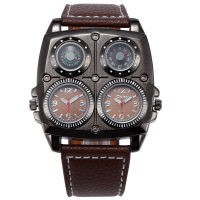 OULM Mens Watches Army Pilot Watch For Men Fashion 2 Time Zone Oversize Military Cool Sport Casual Leather Strap relojes Hombre