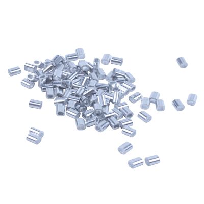 100 Pcs 1mm Steel Wire Rope Aluminum Ferrules Sleeves Silver Tone