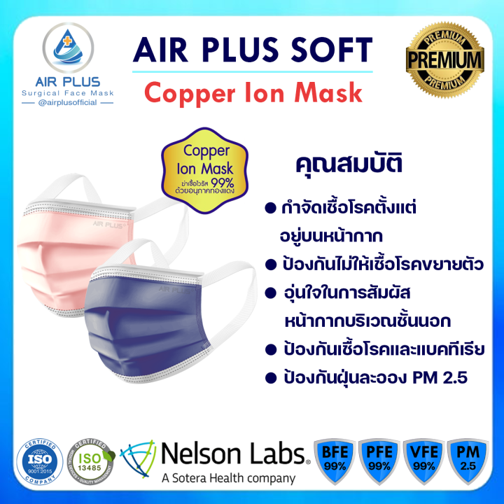 โปรพิเศษซื้อ3แถม2ชิ้น-ใหม่ล่าสุด-air-plus-soft-copper-ion-mask-anti-virus-1กล่อง-40ชิ้น-รุ่นแถบหูหว้าง-ผลิตในไทย-ปลอดภัย-มีอย-vfe-bfe-pfe99
