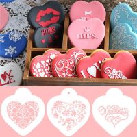 ✶ Love Heart Cookie Stencils Valentines Day Fondant Mold Biscuit Baking Moulds Coffee Powder Sieve Pastry Spray Tools for Wedding