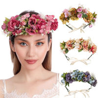 Floral Wedding Hair Accessories Girl Floral Garland Artificial Flowers Wreath Festival Green Leaf Headband